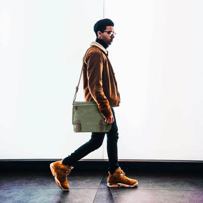 Mactso Canvas Messenger Bag for Men Women,Travel Satchel Shoulder bag 15.6 Inch Laptop Bag briefcase Business - Image 4